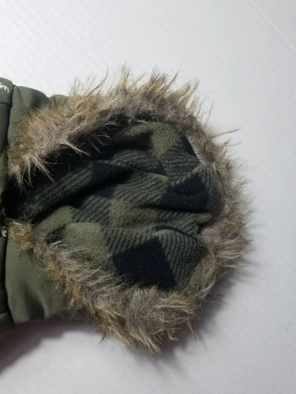 LUVGEAR DOG QUILTED OLIVE COAT WITH FAUX FUR HOOD SIZE SMALL